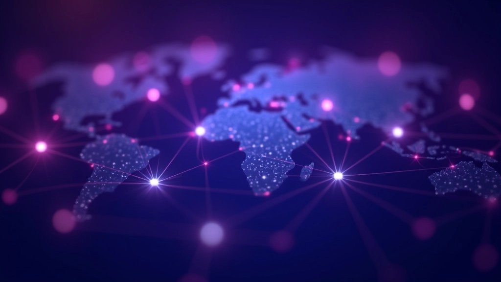 Decentralizēts tīkls ar savienotiem mezgliem, vienlīdzības un neatkarības simboli